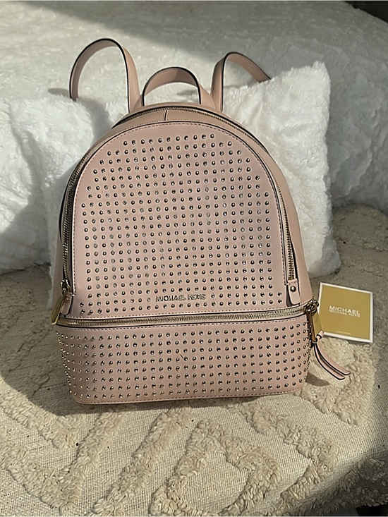 Michael Kors Handbags - Michael Kors Studded Leather Backpack Blush Nude Medium Rhea Style